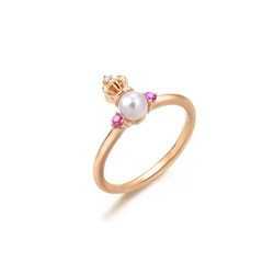 「幸」18K玫瑰金Akoya珍珠戒指