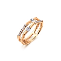 'M' 18K Rose Gold Diamond Ring