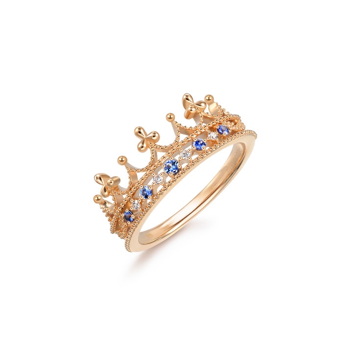 'The Art of Romance' 18K Rose Gold Sapphire Crown Ring