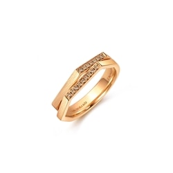 'M' 18K Rose Gold Brown Diamond Ring