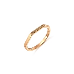 「M「冠」」18K玫瑰金啡鑽石戒指