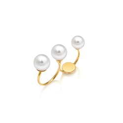 「Around Midnight」18K黃色黃金南洋珍珠戒指