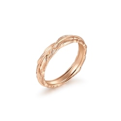 18K Rose Gold Feather Ring