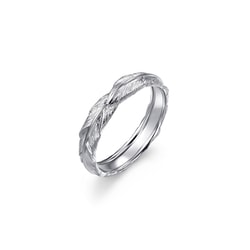 18K White Gold Feather Ring