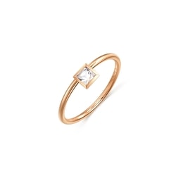 「Form「形」」18K玫瑰金無色托帕石戒指