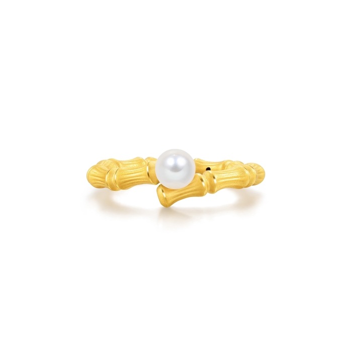 'Blossom' 999 Gold Pearl Bamboo Ring