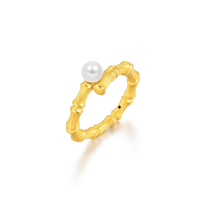 'Blossom' 999 Gold Pearl Bamboo Ring