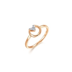 「萌芽」18K白紅分色黃金鑽石心型戒指