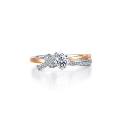 'Love Knot' 18K White & Red Gold Diamond Ring