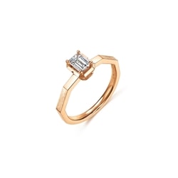 'M' 18K Rose Gold Diamond Ring