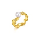 999 Gold Pearl Diamond Ring