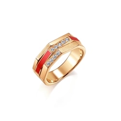 'M' 18K Rose Gold Diamond Ring