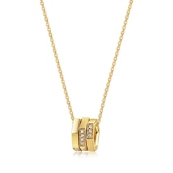 'M' 18K Yellow Gold Diamond Necklace
