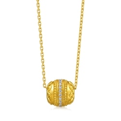 「東方古祖」999.9黃金鑲嵌鑽石蓮花頸鍊