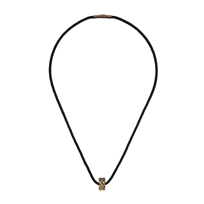 Gold Pendant on Black Rope Necklace