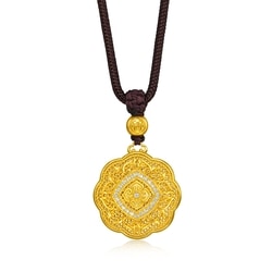 「東方古祖」999.9黃金鑲嵌鑽石四合如意頸鍊