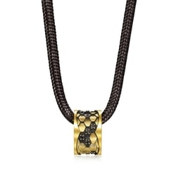 足金鑲嵌黑鑽石蛇頸鍊