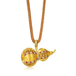 'The Oriental' 999.9 Gold Gourd Ruby Diamond Necklace