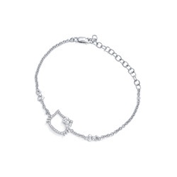 「Hello Kitty」18K白色黃金手鍊