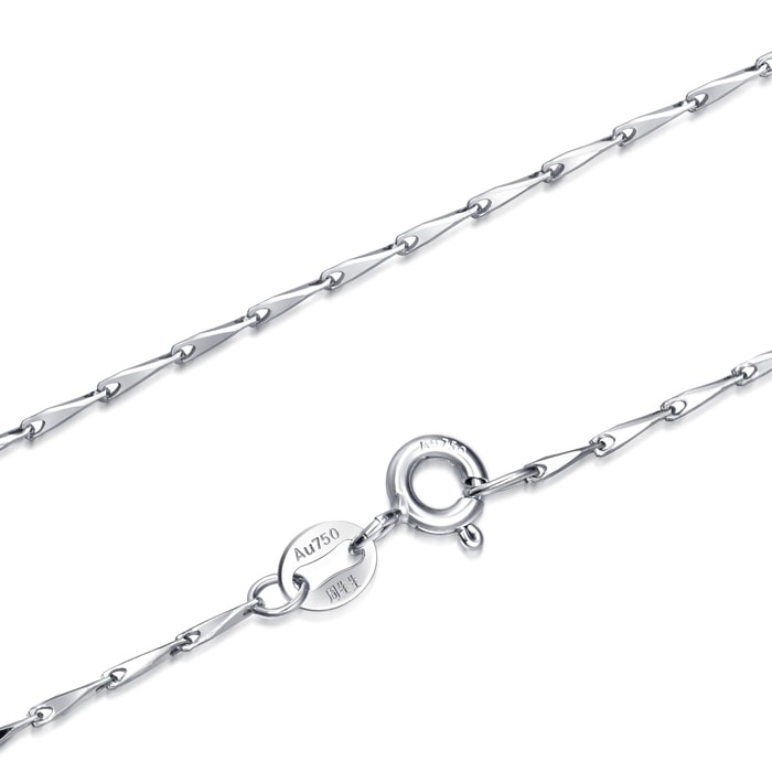 18K白色黄金 頸鍊 | 周生生珠寶 | 機織素鍊 | 21423N - 5