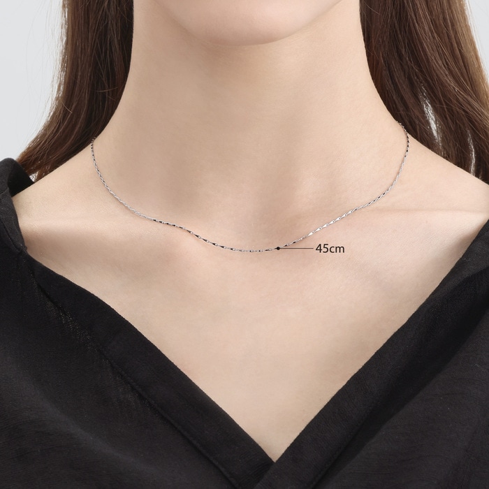 18K白色黄金 頸鍊 | 周生生珠寶 | 機織素鍊 | 21423N - 3