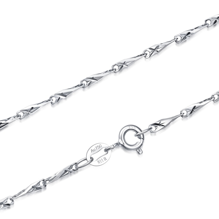 18K白色黄金 頸鍊 | 周生生珠寶 | 機織素鍊 | 21423N - 5