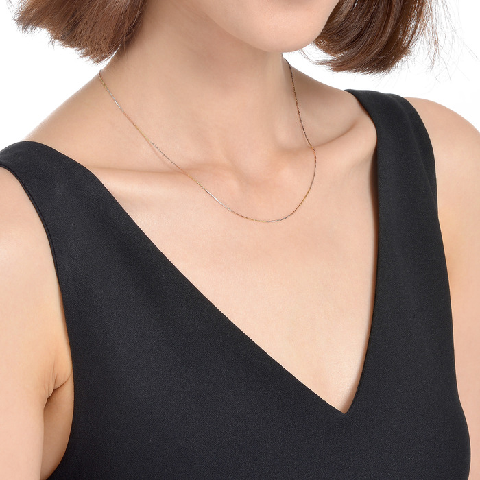 18K Multi-coloured Gold Necklace | Chow Sang Sang Jewellery | Machinery Chain | 37274N - 3