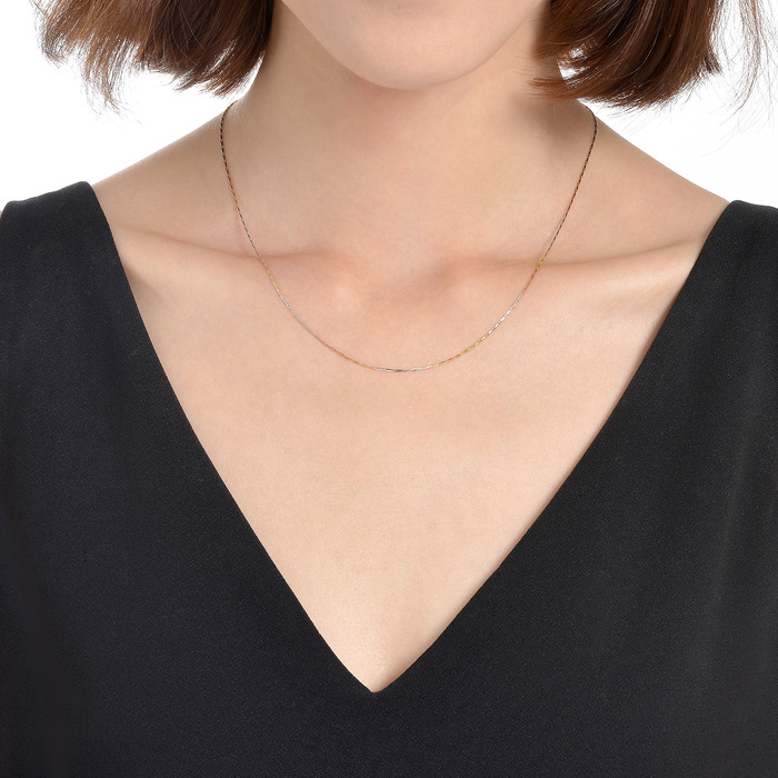 18K Multi-coloured Gold Necklace | Chow Sang Sang Jewellery | Machinery Chain | 37274N - 2