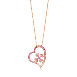 18K Gold Pink Sapphire Necklace
