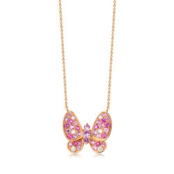 18K Gold Pink Sapphire Necklace