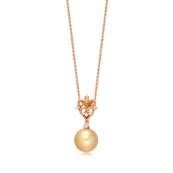 18K Red Gold Golden South Sea Pearl Necklace