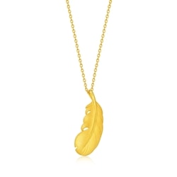 999.9 Gold Feather Pendant
